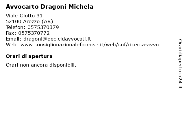 Orari di apertura Avvocarto Dragoni Michela Viale Giotto